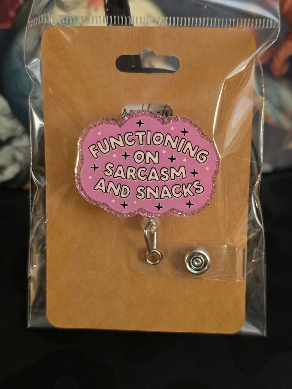 Sarcasm & Snacks Novelty Acrylic Badge Reel ID Holder